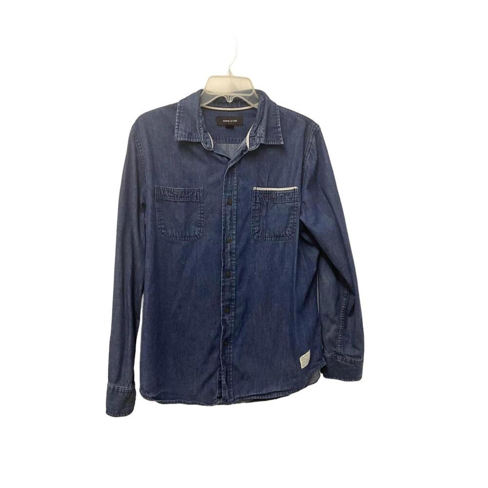 Adam Levine Men's Size Medium Dark Wash Denim Button Down Shirt Long Sleeve